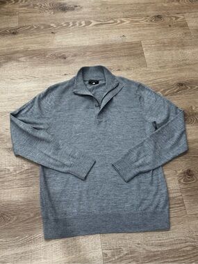 Banana Republic Men’s Merino Wool Quarter Zip Sweater Gray L
